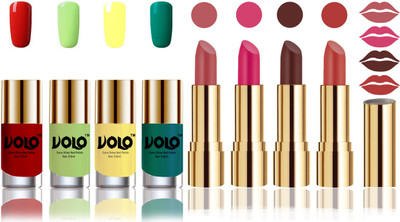 

Volo Perfect Combo of Ultra Shine Nail Polish and Velvet Matte Lipsticks(Set of 8)