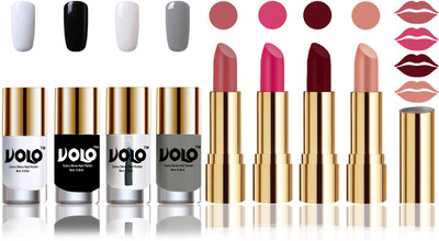 

Volo Perfect Combo of Ultra Shine Nail Polish and Velvet Matte Lipsticks(Set of 8)