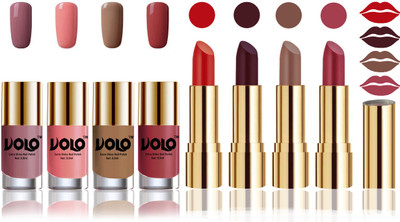 

Volo Perfect Combo of Ultra Shine Nail Polish and Velvet Matte Lipsticks(Set of 8)