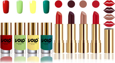 

Volo Perfect Combo of Ultra Shine Nail Polish and Velvet Matte Lipsticks(Set of 8)