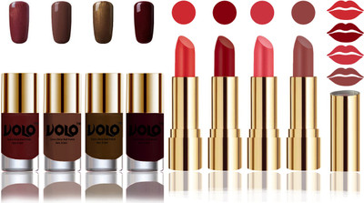 

Volo Perfect Combo of Ultra Shine Nail Polish and Velvet Matte Lipsticks(Set of 8)