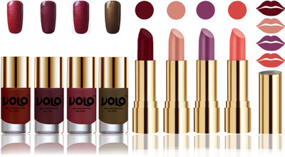 

Volo Perfect Combo of Ultra Shine Nail Polish and Velvet Matte Lipsticks(Set of 8)
