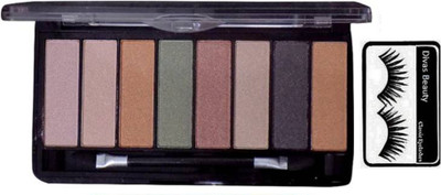 

divas beauty Eyelashes & Mac Eye Shadow Pressed Powder 8 Shade Multicolours palette(Set of 2)