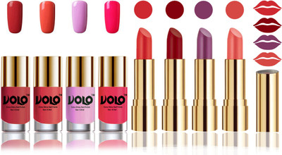 

Volo Perfect Combo of Ultra Shine Nail Polish and Velvet Matte Lipsticks(Set of 8)