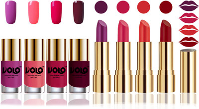 

Volo Perfect Combo of Ultra Shine Nail Polish and Velvet Matte Lipsticks(Set of 8)