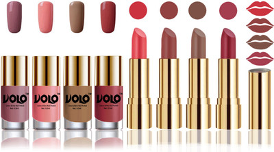 

Volo Perfect Combo of Ultra Shine Nail Polish and Velvet Matte Lipsticks(Set of 8)