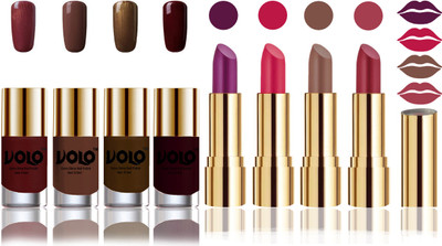 

Volo Perfect Combo of Ultra Shine Nail Polish and Velvet Matte Lipsticks(Set of 8)