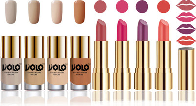 

Volo Perfect Combo of Ultra Shine Nail Polish and Velvet Matte Lipsticks(Set of 8)