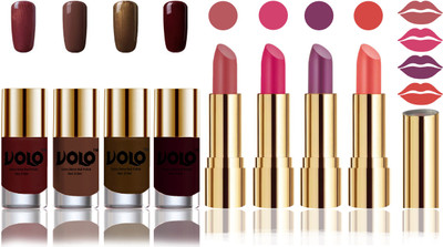 

Volo Perfect Combo of Ultra Shine Nail Polish and Velvet Matte Lipsticks(Set of 8)