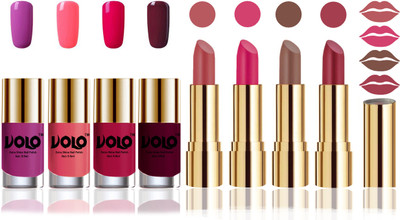 

Volo Perfect Combo of Ultra Shine Nail Polish and Velvet Matte Lipsticks(Set of 8)