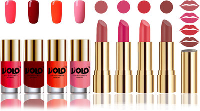 

Volo Perfect Combo of Ultra Shine Nail Polish and Velvet Matte Lipsticks(Set of 8)
