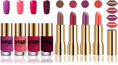 

Volo Perfect Combo of Ultra Shine Nail Polish and Velvet Matte Lipsticks(Set of 8)