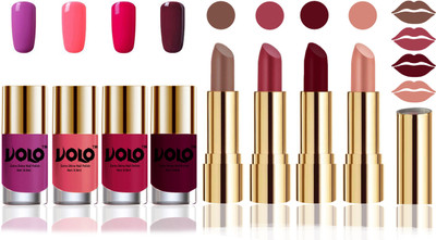 

Volo Perfect Combo of Ultra Shine Nail Polish and Velvet Matte Lipsticks(Set of 8)