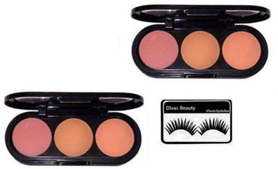 

divas beauty Eyelashes&Mac Vivaglam Powder Blush Flamingo Loose Powder Blush Multi Pack Of 2(Set of 3)