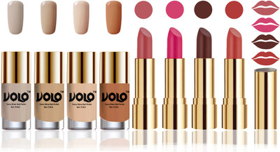 

Volo Perfect Combo of Ultra Shine Nail Polish and Velvet Matte Lipsticks(Set of 8)