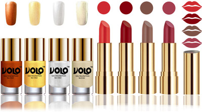 Volo Perfect Combo of Ultra Shine Nail Polish and Velvet Matte Lipsticks(Set of 8)