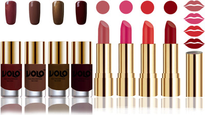 

Volo Perfect Combo of Ultra Shine Nail Polish and Velvet Matte Lipsticks(Set of 8)