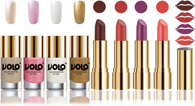 Volo Perfect Combo of Ultra Shine Nail Polish and Velvet Matte Lipsticks(8 Items in the set)