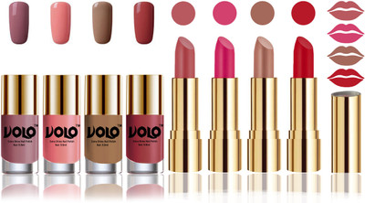 

Volo Perfect Combo of Ultra Shine Nail Polish and Velvet Matte Lipsticks(Set of 8)