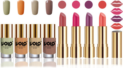 

Volo Perfect Combo of Ultra Shine Nail Polish and Velvet Matte Lipsticks(Set of 8)