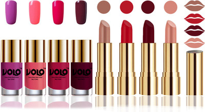 

Volo Perfect Combo of Ultra Shine Nail Polish and Velvet Matte Lipsticks(Set of 8)