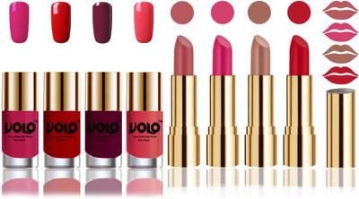 

Volo Perfect Combo of Ultra Shine Nail Polish and Velvet Matte Lipsticks(Set of 8)