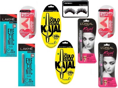 

Marvalous Eyelashes With 2 Eyeconic Kajal & 2 Colossal Kajal & 2 Magique Kajal & cherry kiss Lip balm 2(Set of 9)