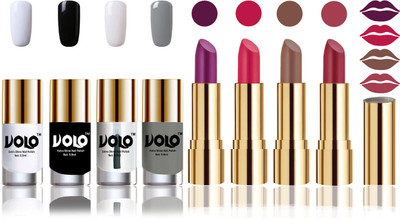 

Volo Perfect Combo of Ultra Shine Nail Polish and Velvet Matte Lipsticks(Set of 8)