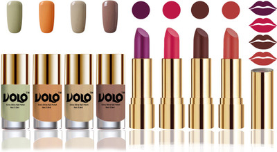 

Volo Perfect Combo of Ultra Shine Nail Polish and Velvet Matte Lipsticks(Set of 8)