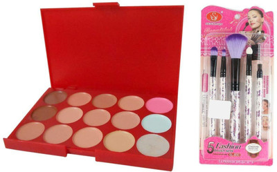 

Glamyou Ultimate 15 Shades Concealer With Makeup Brush Set(Set of 2)