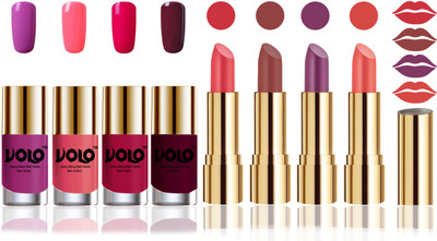 

Volo Perfect Combo of Ultra Shine Nail Polish and Velvet Matte Lipsticks(Set of 8)