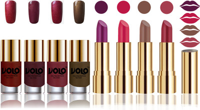 

Volo Perfect Combo of Ultra Shine Nail Polish and Velvet Matte Lipsticks(Set of 8)
