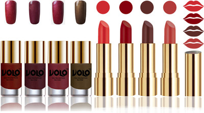 

Volo Perfect Combo of Ultra Shine Nail Polish and Velvet Matte Lipsticks(Set of 8)