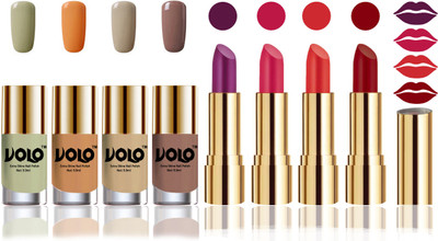 

Volo Perfect Combo of Ultra Shine Nail Polish and Velvet Matte Lipsticks(Set of 8)