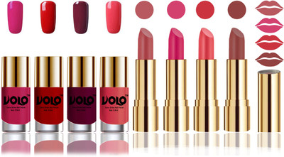 

Volo Perfect Combo of Ultra Shine Nail Polish and Velvet Matte Lipsticks(Set of 8)