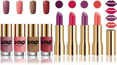 

Volo Perfect Combo of Ultra Shine Nail Polish and Velvet Matte Lipsticks(Set of 8)