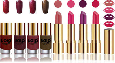 

Volo Perfect Combo of Ultra Shine Nail Polish and Velvet Matte Lipsticks(Set of 8)