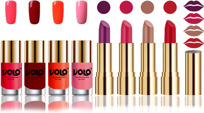 

Volo Perfect Combo of Ultra Shine Nail Polish and Velvet Matte Lipsticks(Set of 8)