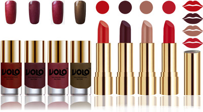 

Volo Perfect Combo of Ultra Shine Nail Polish and Velvet Matte Lipsticks(Set of 8)
