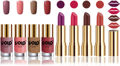 

Volo Perfect Combo of Ultra Shine Nail Polish and Velvet Matte Lipsticks(Set of 8)