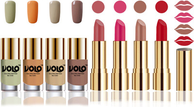 

Volo Perfect Combo of Ultra Shine Nail Polish and Velvet Matte Lipsticks(Set of 8)