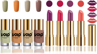 

Volo Perfect Combo of Ultra Shine Nail Polish and Velvet Matte Lipsticks(Set of 8)