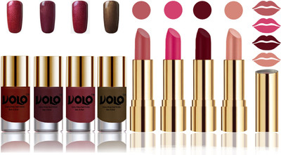 

Volo Perfect Combo of Ultra Shine Nail Polish and Velvet Matte Lipsticks(Set of 8)