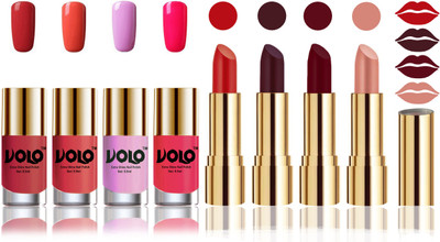 

Volo Perfect Combo of Ultra Shine Nail Polish and Velvet Matte Lipsticks(Set of 8)