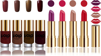 

Volo Perfect Combo of Ultra Shine Nail Polish and Velvet Matte Lipsticks(Set of 8)
