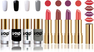 

Volo Perfect Combo of Ultra Shine Nail Polish and Velvet Matte Lipsticks(Set of 8)