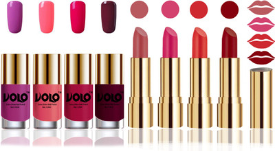 

Volo Perfect Combo of Ultra Shine Nail Polish and Velvet Matte Lipsticks(Set of 8)