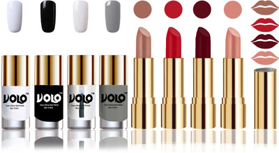 

Volo Perfect Combo of Ultra Shine Nail Polish and Velvet Matte Lipsticks(Set of 8)
