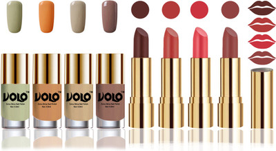 

Volo Perfect Combo of Ultra Shine Nail Polish and Velvet Matte Lipsticks(Set of 8)