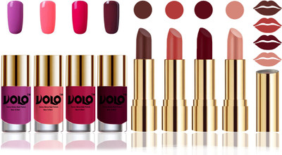 

Volo Perfect Combo of Ultra Shine Nail Polish and Velvet Matte Lipsticks(Set of 8)
